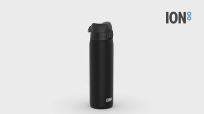 360 Video View of Ion8 Leak Proof Slim Water Bottle, BPA Free, Black, 600ml (20oz)