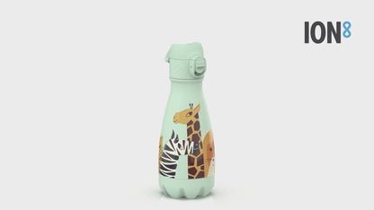 Leak Proof Thermal Steel Water Bottle, Vacuum Insulated, Safari Animals, 280ml (10oz)