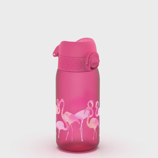 360 Video View of Ion8 Leak Proof Kids Water Bottle, BPA Free, Flamingos,400ml (13oz)
