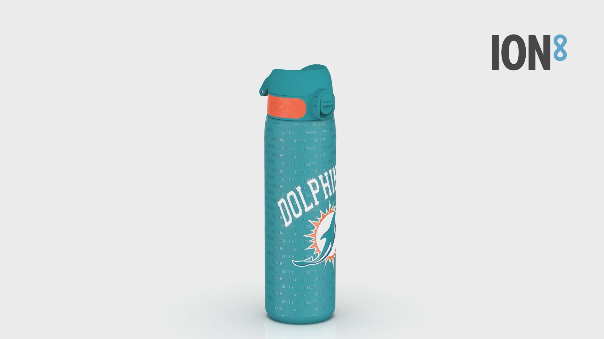 360 Video of Ion8 Leak Proof Slim Water Bottle, Stainless Steel, NFL Dolphins, 600ml (20oz)