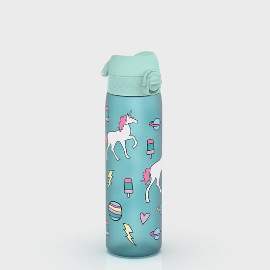 360 Video View of Ion8 Leak Proof Slim Water Bottle, BPA Free, Planet Unicorns, 600ml (20oz)