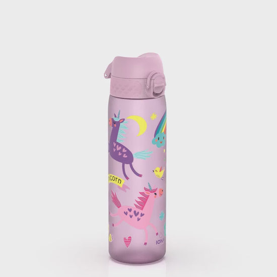 360 Video View of Ion8 Leak Proof Slim Water Bottle, BPA Free, Unicorns, 600ml (20oz)