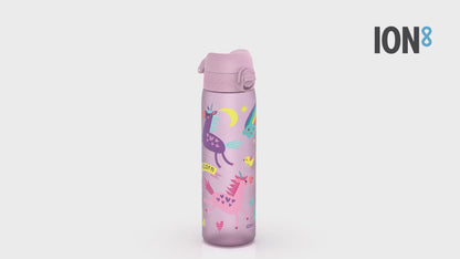 360 Video View of Ion8 Leak Proof Slim Water Bottle, BPA Free, Unicorns, 600ml (20oz)