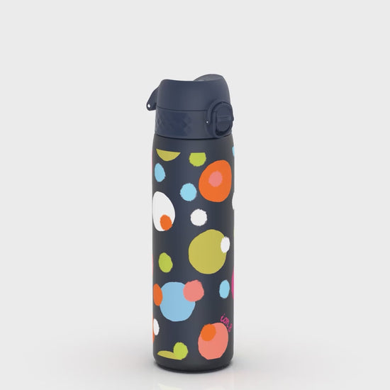 360 Video View of Ion8 Leak Proof Slim Water Bottle, BPA Free, Spots, 600ml (20oz)