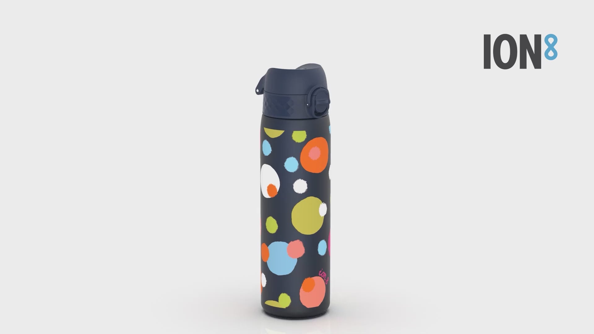 360 Video View of Ion8 Leak Proof Slim Water Bottle, BPA Free, Spots, 600ml (20oz)