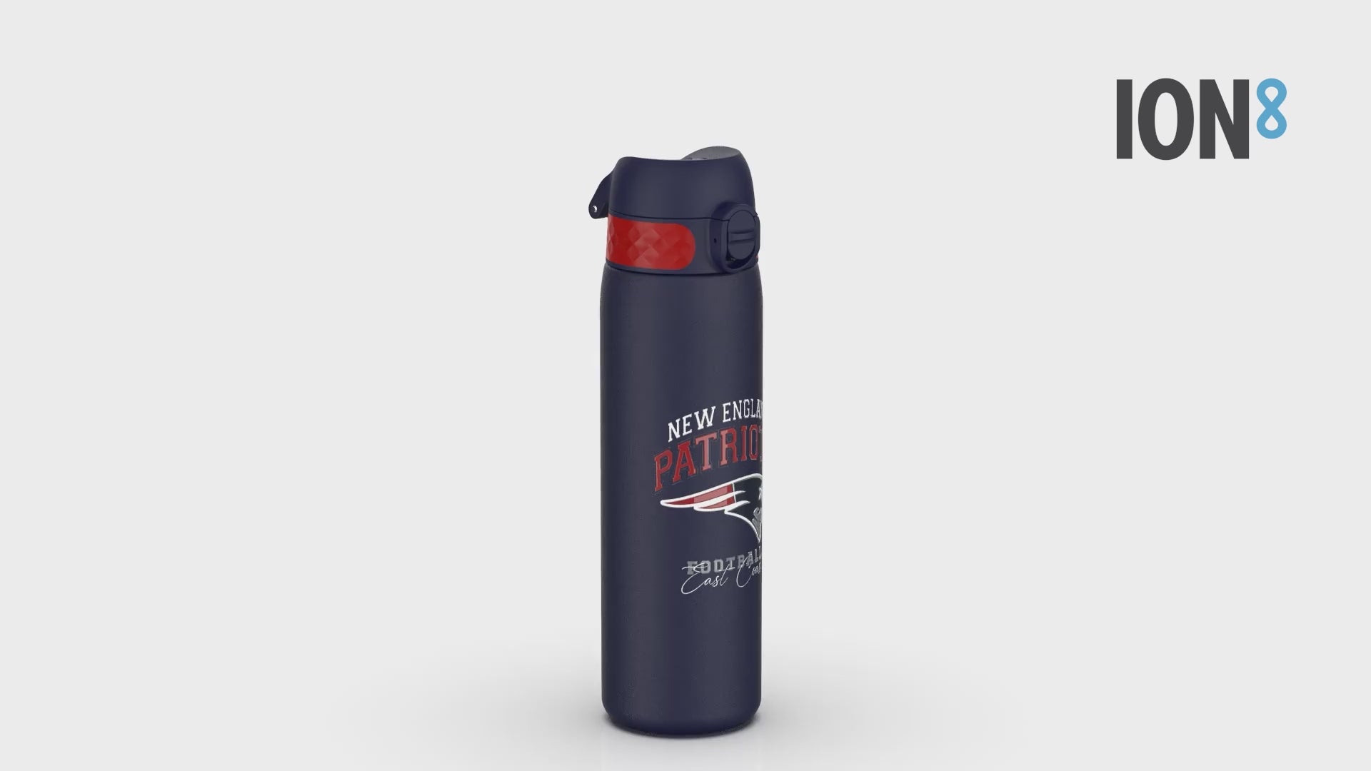 360 Video of Ion8 Leak Proof Slim Water Bottle, Stainless Steel, NFL Patriots, 600ml (20oz)