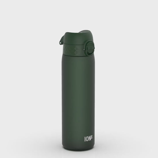 360 Video View of Ion8 Leak Proof Slim Water Bottle, BPA Free, Dark Green, 600ml (20oz)