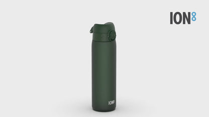 360 Video View of Ion8 Leak Proof Slim Water Bottle, BPA Free, Dark Green, 600ml (20oz)